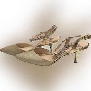 I Miller Bryanna gold/rhinestone heels. Size 8